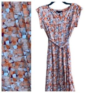 2/$30 Apostrophe’ Stretch Small Cap Sleeve Dress Autumn Orange Khaki Raspberry